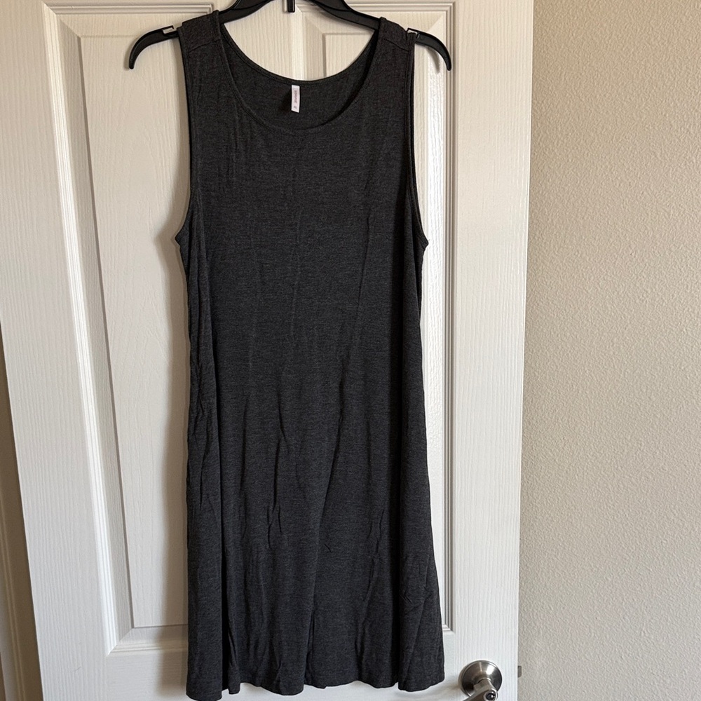 Sleeveless Charcoal Knit Tank Dress